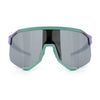 Oversized Geometric Bevel Cut Mono Shield Wrap Half Rim Sport Sunglasses
