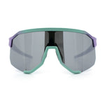 Oversized Geometric Bevel Cut Mono Shield Wrap Half Rim Sport Sunglasses