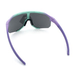 Oversized Geometric Bevel Cut Mono Shield Wrap Half Rim Sport Sunglasses