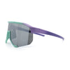 Oversized Geometric Bevel Cut Mono Shield Wrap Half Rim Sport Sunglasses