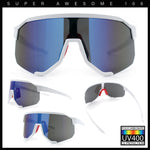 Oversized Geometric Bevel Cut Mono Shield Wrap Half Rim Sport Sunglasses