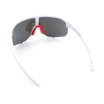 Oversized Geometric Bevel Cut Mono Shield Wrap Half Rim Sport Sunglasses