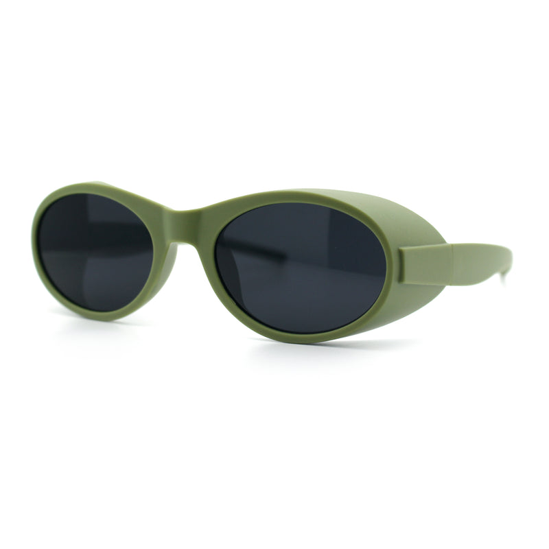 Retro Apocalyptic Oval Deep Windbreaker Side Visor Plastic Sunglasses