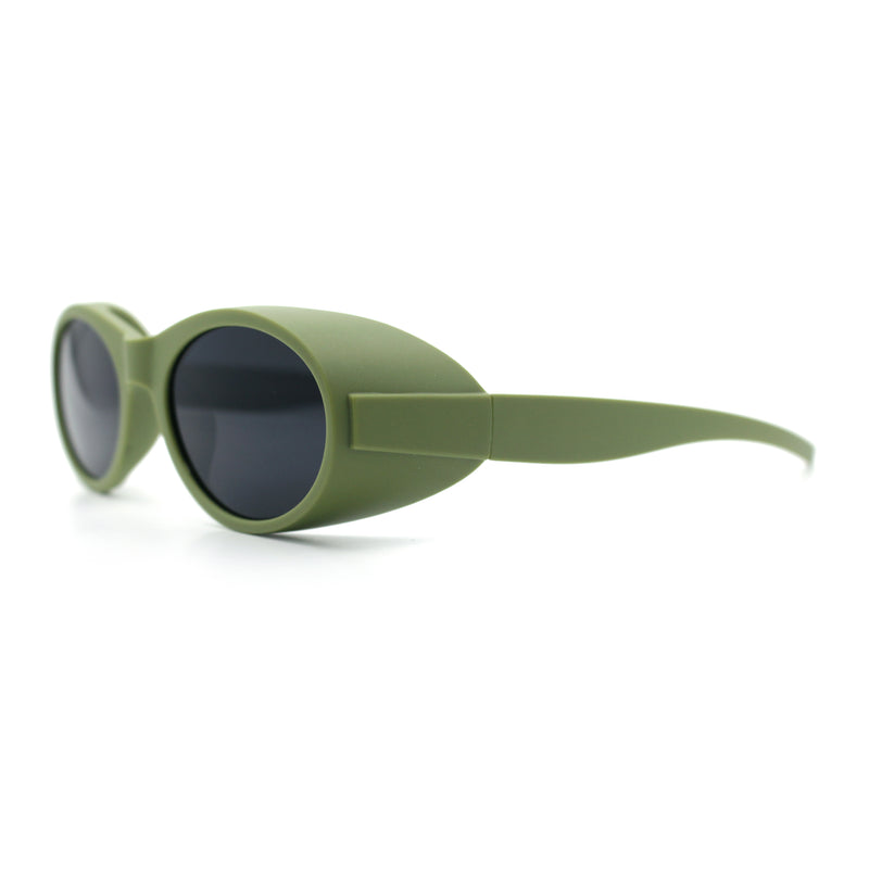Retro Apocalyptic Oval Deep Windbreaker Side Visor Plastic Sunglasses