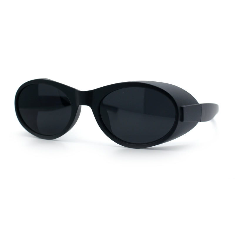 Retro Apocalyptic Oval Deep Windbreaker Side Visor Plastic Sunglasses