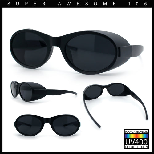 Retro Apocalyptic Oval Deep Windbreaker Side Visor Plastic Sunglasses