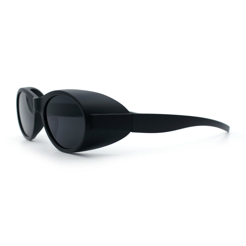 Retro Apocalyptic Oval Deep Windbreaker Side Visor Plastic Sunglasses