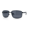 Polarized Mens Rectangular Metal Rim Gentlemanly Wrap Curved Sunglasses