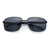 Polarized Mens Rectangular Metal Rim Gentlemanly Wrap Curved Sunglasses