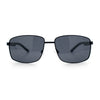 Polarized Mens Rectangular Metal Rim Gentlemanly Wrap Curved Sunglasses