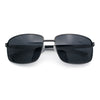 Polarized Mens Rectangular Metal Rim Gentlemanly Wrap Curved Sunglasses