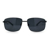 Polarized Mens Rectangular Metal Rim Gentlemanly Wrap Curved Sunglasses