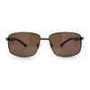 Polarized Mens Rectangular Metal Rim Gentlemanly Wrap Curved Sunglasses