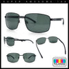 Polarized Mens Rectangular Metal Rim Gentlemanly Wrap Curved Sunglasses