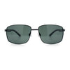 Polarized Mens Rectangular Metal Rim Gentlemanly Wrap Curved Sunglasses