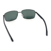 Polarized Mens Rectangular Metal Rim Gentlemanly Wrap Curved Sunglasses