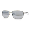 Polarized Mens Rectangular Metal Rim Gentlemanly Wrap Curved Sunglasses