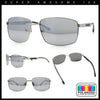 Polarized Mens Rectangular Metal Rim Gentlemanly Wrap Curved Sunglasses