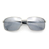 Polarized Mens Rectangular Metal Rim Gentlemanly Wrap Curved Sunglasses