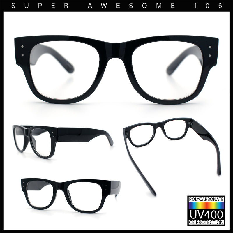Classic Nerdy Thick Horn Rim Plastic Clear Lens Fashion Eyeglasses