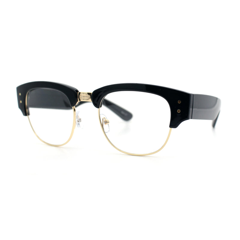 Retro Nerdy Thick Half Rim Hipster DJ Clear Lens Fashion Eyeglasses