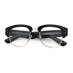 Retro Nerdy Thick Half Rim Hipster DJ Clear Lens Fashion Eyeglasses