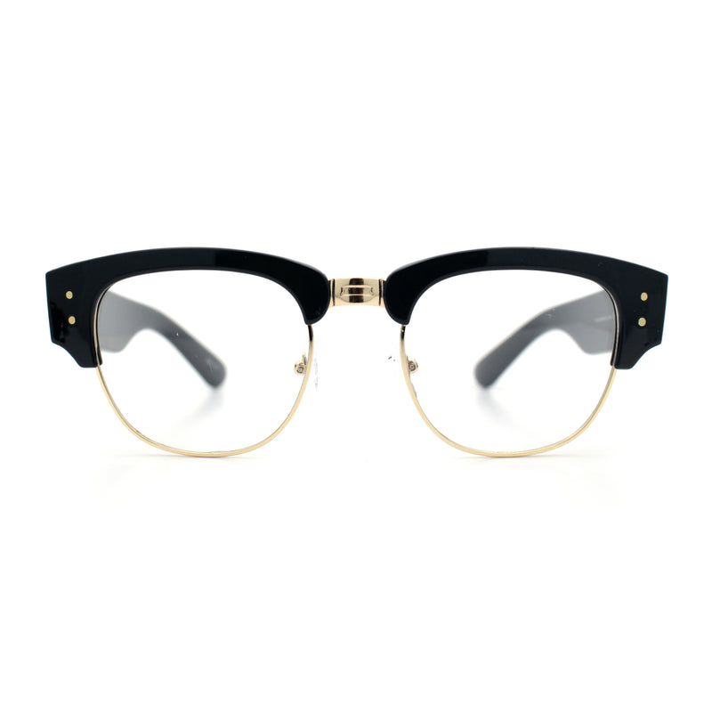 Retro Nerdy Thick Half Rim Hipster DJ Clear Lens Fashion Eyeglasses