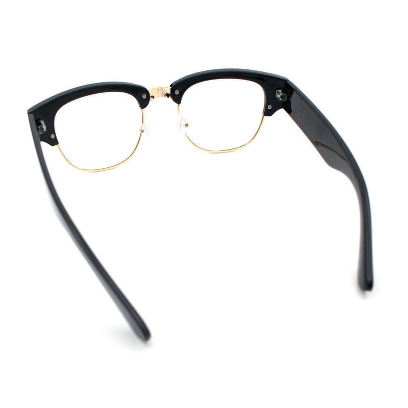 Retro Nerdy Thick Half Rim Hipster DJ Clear Lens Fashion Eyeglasses