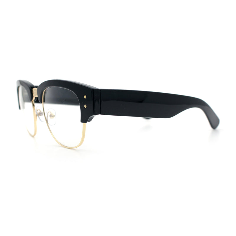 Retro Nerdy Thick Half Rim Hipster DJ Clear Lens Fashion Eyeglasses