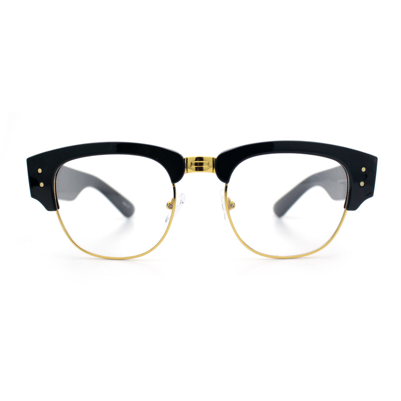 Retro Nerdy Thick Half Rim Hipster DJ Clear Lens Fashion Eyeglasses
