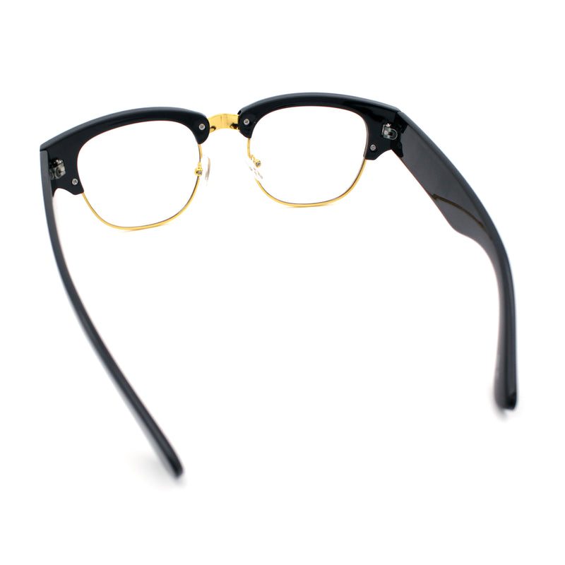 Retro Nerdy Thick Half Rim Hipster DJ Clear Lens Fashion Eyeglasses