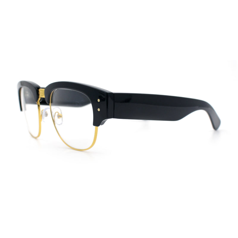 Retro Nerdy Thick Half Rim Hipster DJ Clear Lens Fashion Eyeglasses