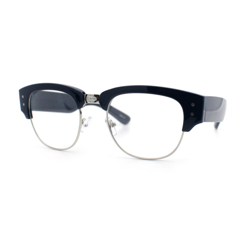 Retro Nerdy Thick Half Rim Hipster DJ Clear Lens Fashion Eyeglasses
