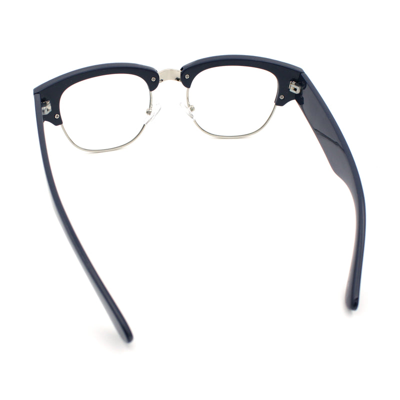 Retro Nerdy Thick Half Rim Hipster DJ Clear Lens Fashion Eyeglasses