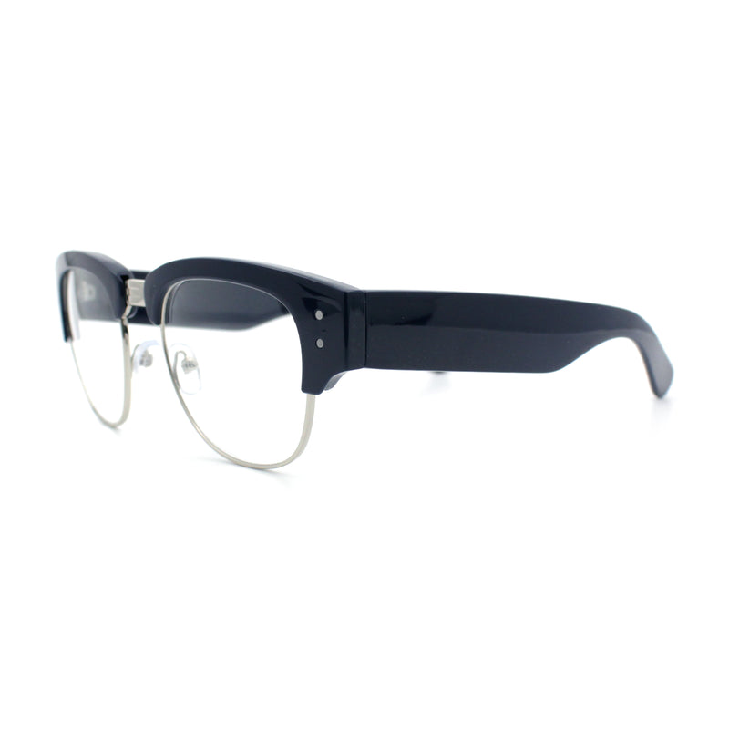Retro Nerdy Thick Half Rim Hipster DJ Clear Lens Fashion Eyeglasses