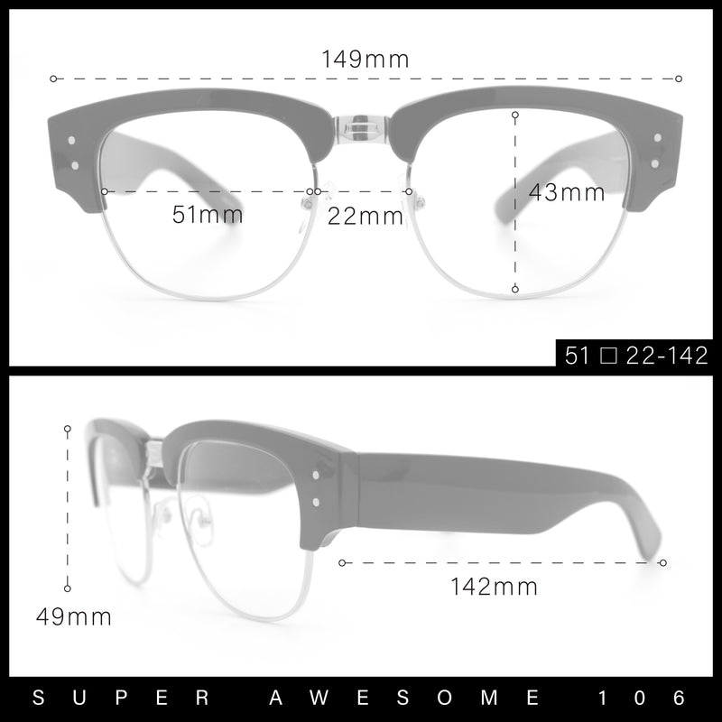 Retro Nerdy Thick Half Rim Hipster DJ Clear Lens Fashion Eyeglasses