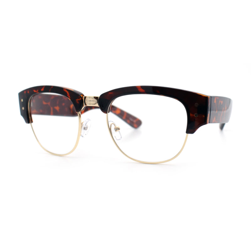 Retro Nerdy Thick Half Rim Hipster DJ Clear Lens Fashion Eyeglasses