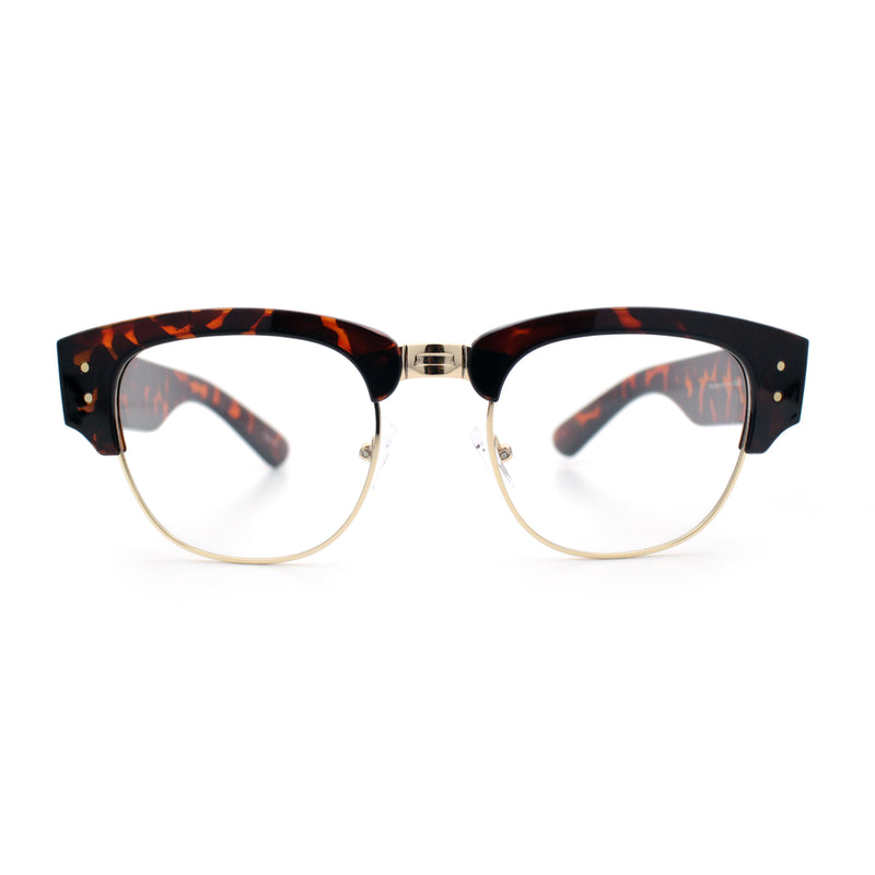 Retro Nerdy Thick Half Rim Hipster DJ Clear Lens Fashion Eyeglasses