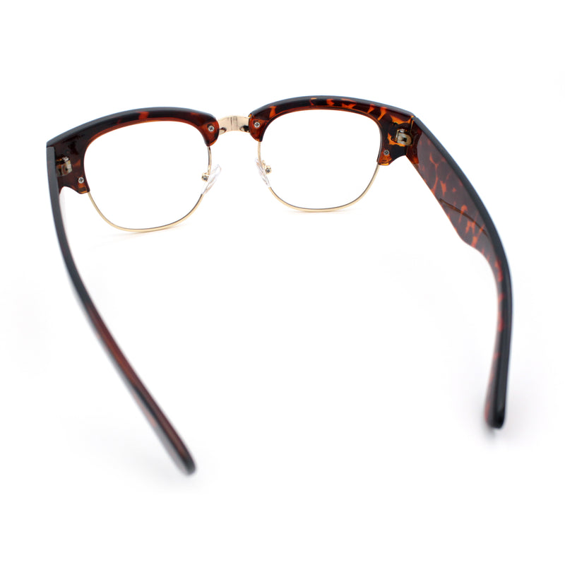 Retro Nerdy Thick Half Rim Hipster DJ Clear Lens Fashion Eyeglasses
