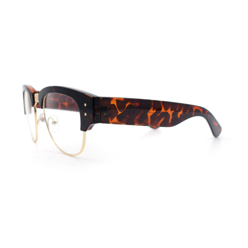 Retro Nerdy Thick Half Rim Hipster DJ Clear Lens Fashion Eyeglasses