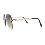 Womens Rhinestone Jewel Chain Arm Rimless Oversize Butterfly Rectangle Sunglasses