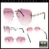 Womens Rhinestone Jewel Chain Arm Rimless Oversize Butterfly Rectangle Sunglasses