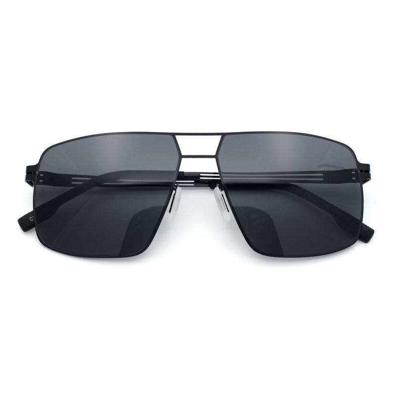 Mens Thin Metal Rim Spring Hinge Air Force Rectangle Officer Gentleman Sunglasses