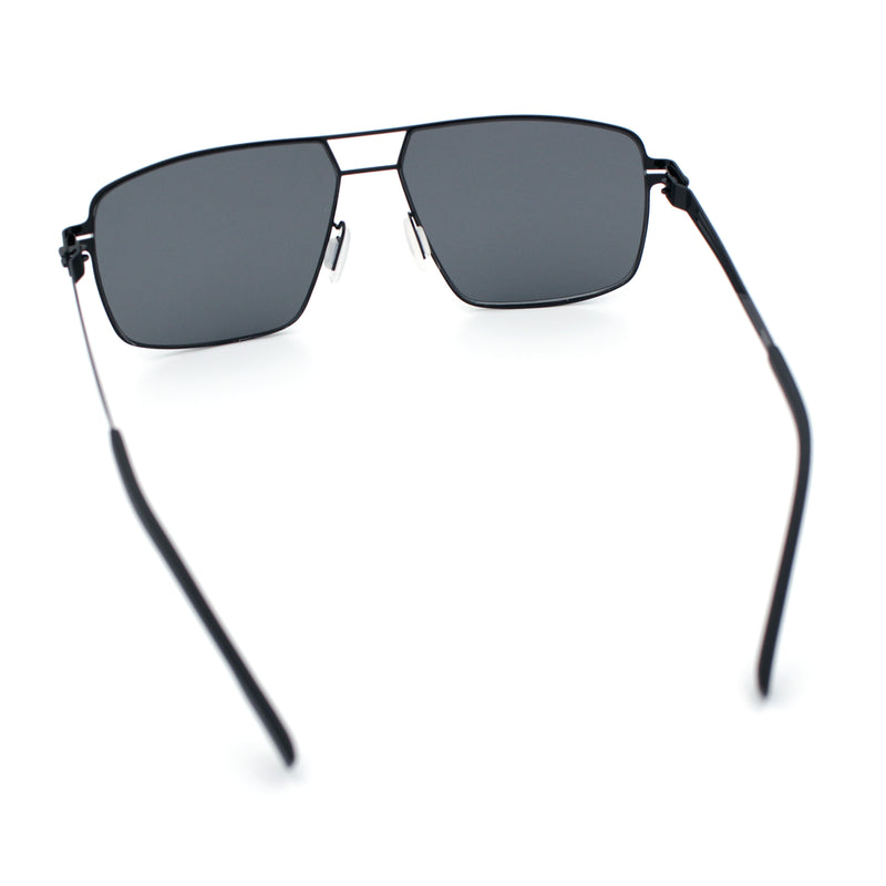 Mens Thin Metal Rim Spring Hinge Air Force Rectangle Officer Gentleman Sunglasses