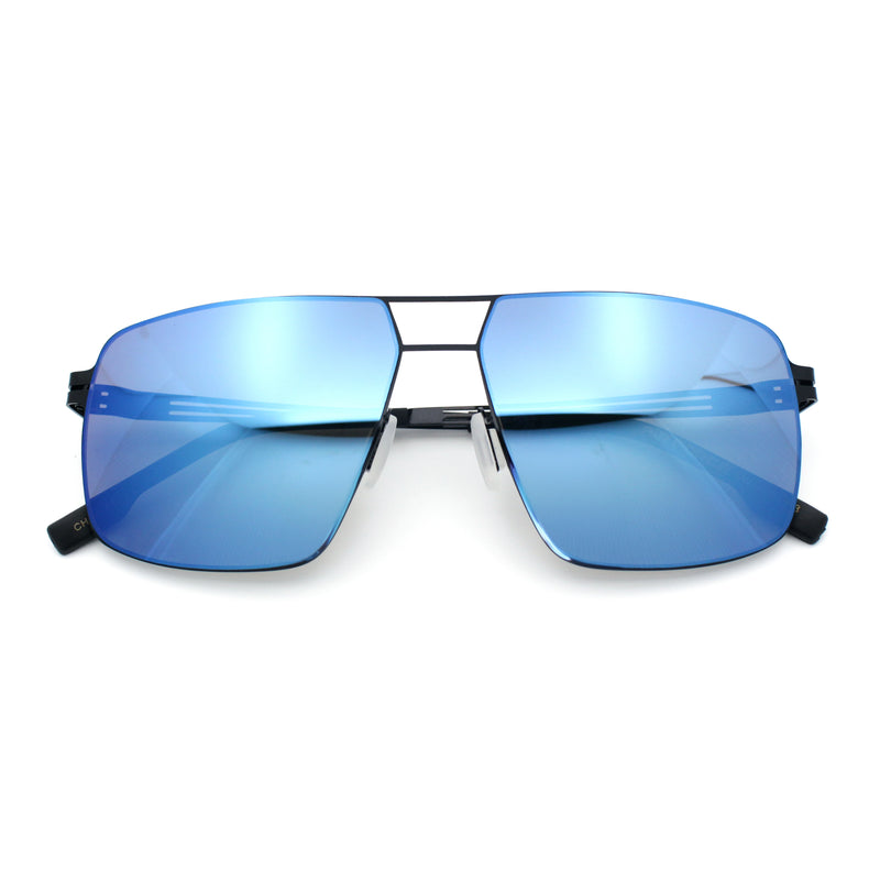 Mens Thin Metal Rim Spring Hinge Air Force Rectangle Officer Gentleman Sunglasses