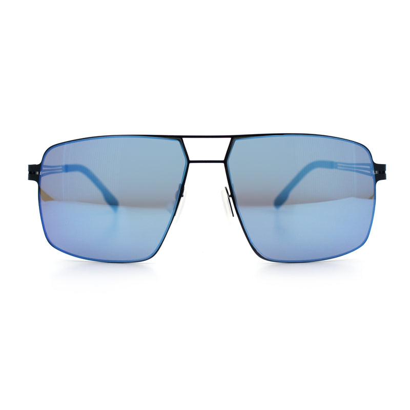Mens Thin Metal Rim Spring Hinge Air Force Rectangle Officer Gentleman Sunglasses