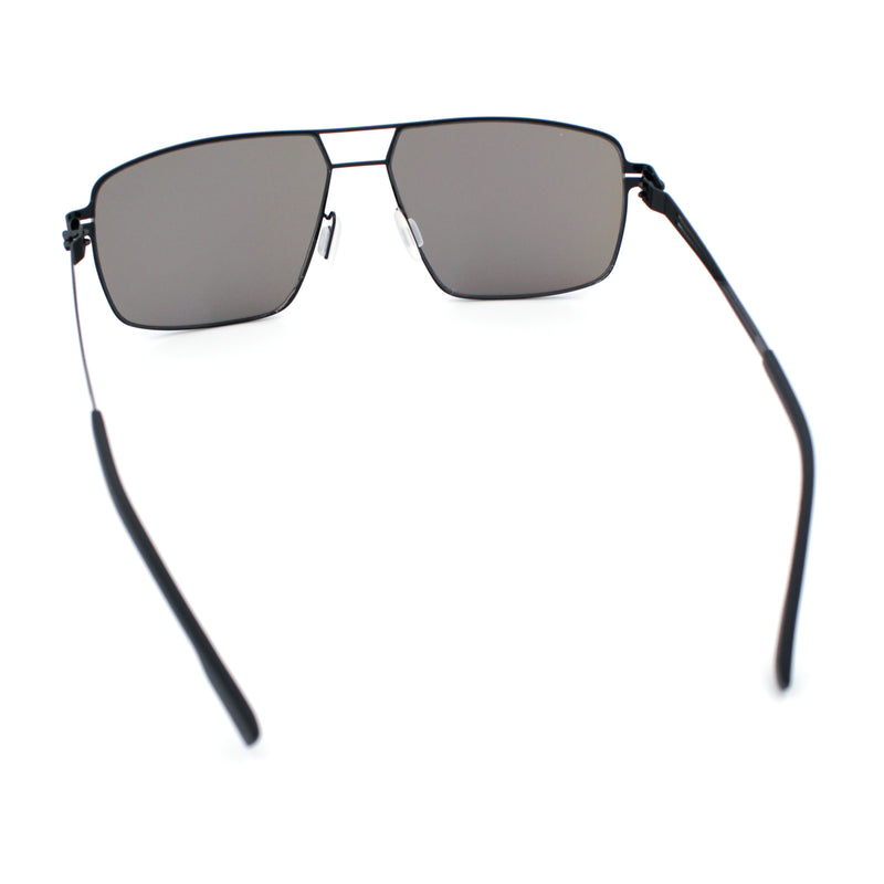Mens Thin Metal Rim Spring Hinge Air Force Rectangle Officer Gentleman Sunglasses