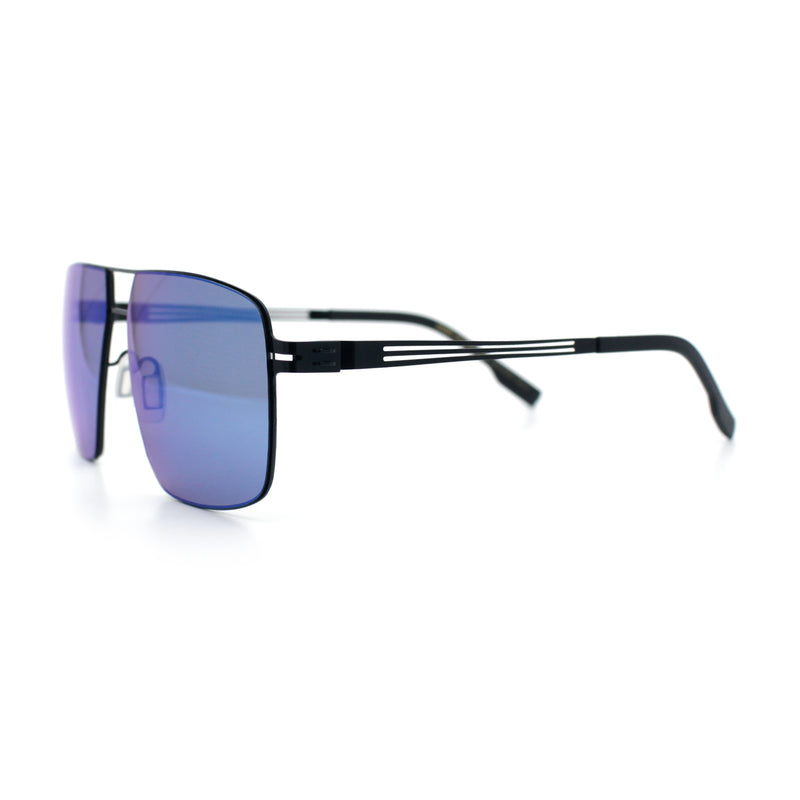 Mens Thin Metal Rim Spring Hinge Air Force Rectangle Officer Gentleman Sunglasses