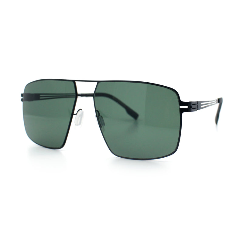 Mens Thin Metal Rim Spring Hinge Air Force Rectangle Officer Gentleman Sunglasses