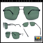 Mens Thin Metal Rim Spring Hinge Air Force Rectangle Officer Gentleman Sunglasses